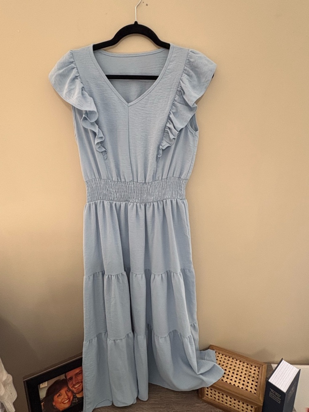 Light Blue Ruffle Sleeve Maxi Dress - Classic Women's Summer Style